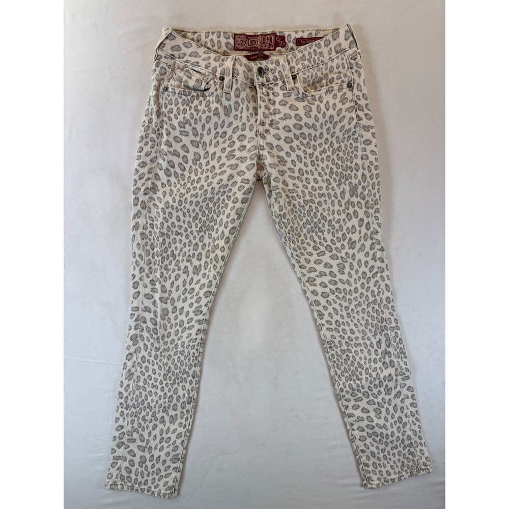 Lucky Brand Lucky Legend Capri Jeans 0/25 White Grey Leopard Print Made in USA
